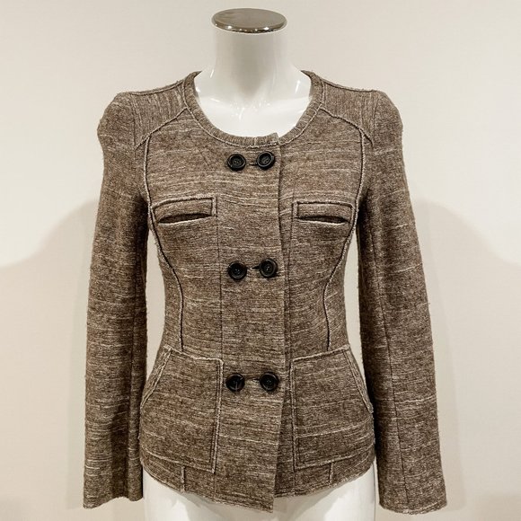 ISABEL MARANT ETOILE Fitted Cropped Jacket Extra Small XS Brown Melange Exc Cond - Picture 1 of 12